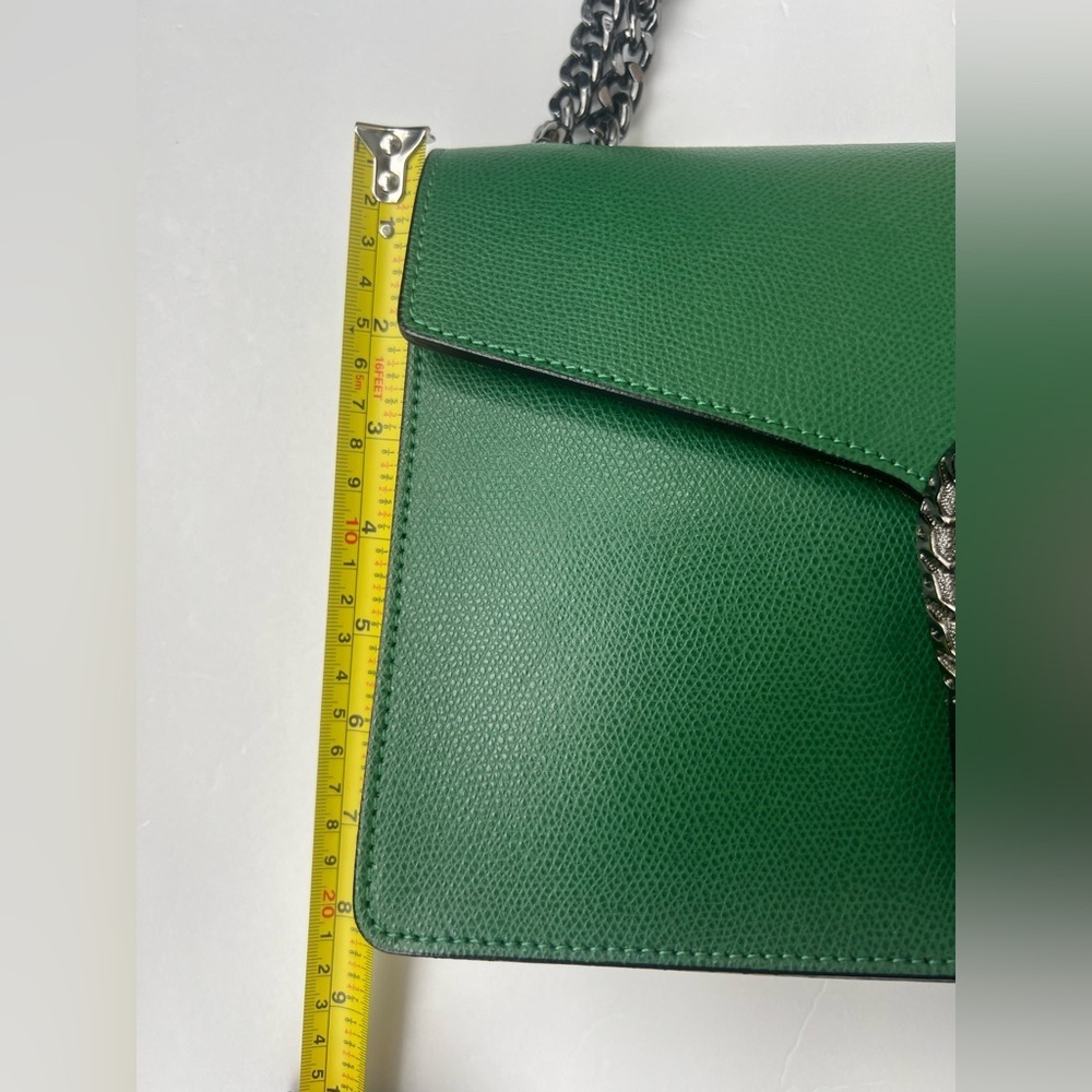 Emerald Green Structured Shoulder Bag with Chain Strap - Picture 7 of 11